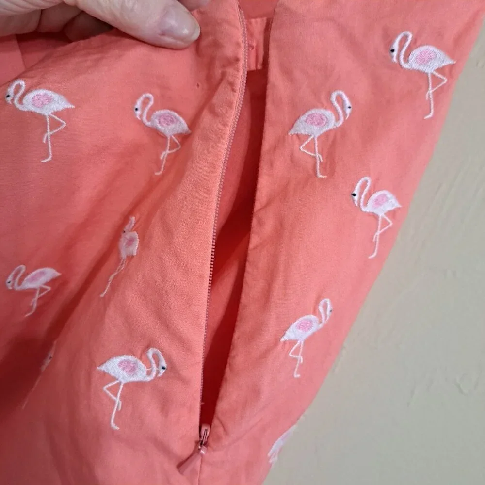Talbots Women's 16 Cotton Flamingo Skirt Coral Casual Resortwear Beach Golf